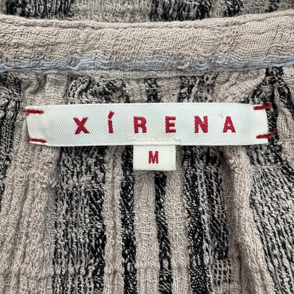XiRENA Kennedy Plaid Caftan Dress M Boho Chic Coastal Lagenlook Crinkle Gauze